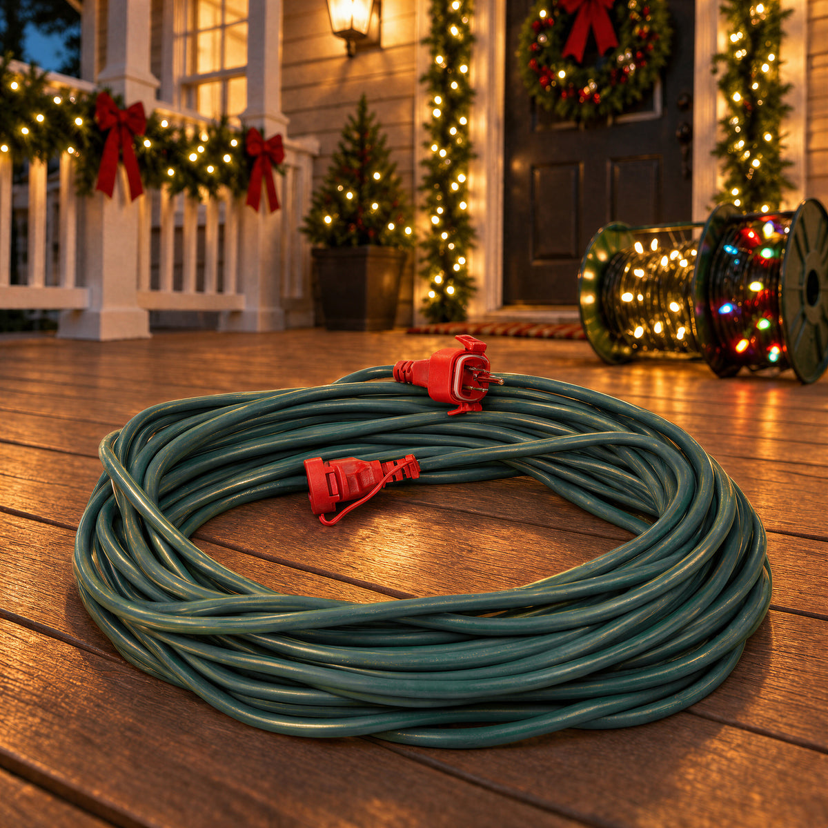 Waterproof Extension Cords - Green w/ Red Plugs