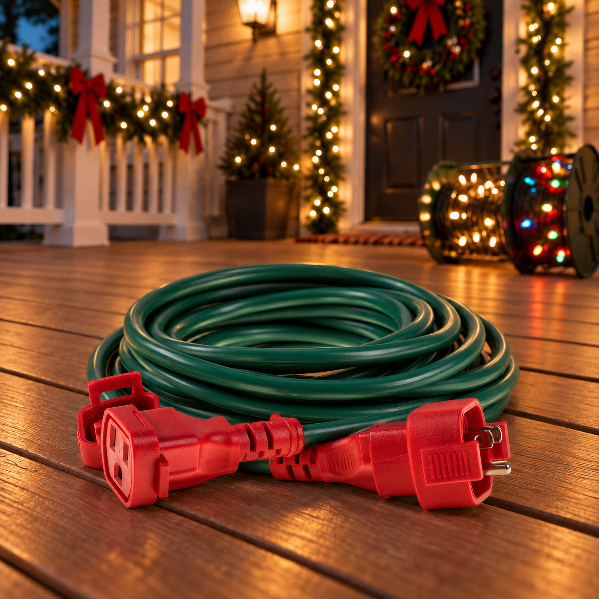 Waterproof Extension Cords - Green w/ Red Plugs