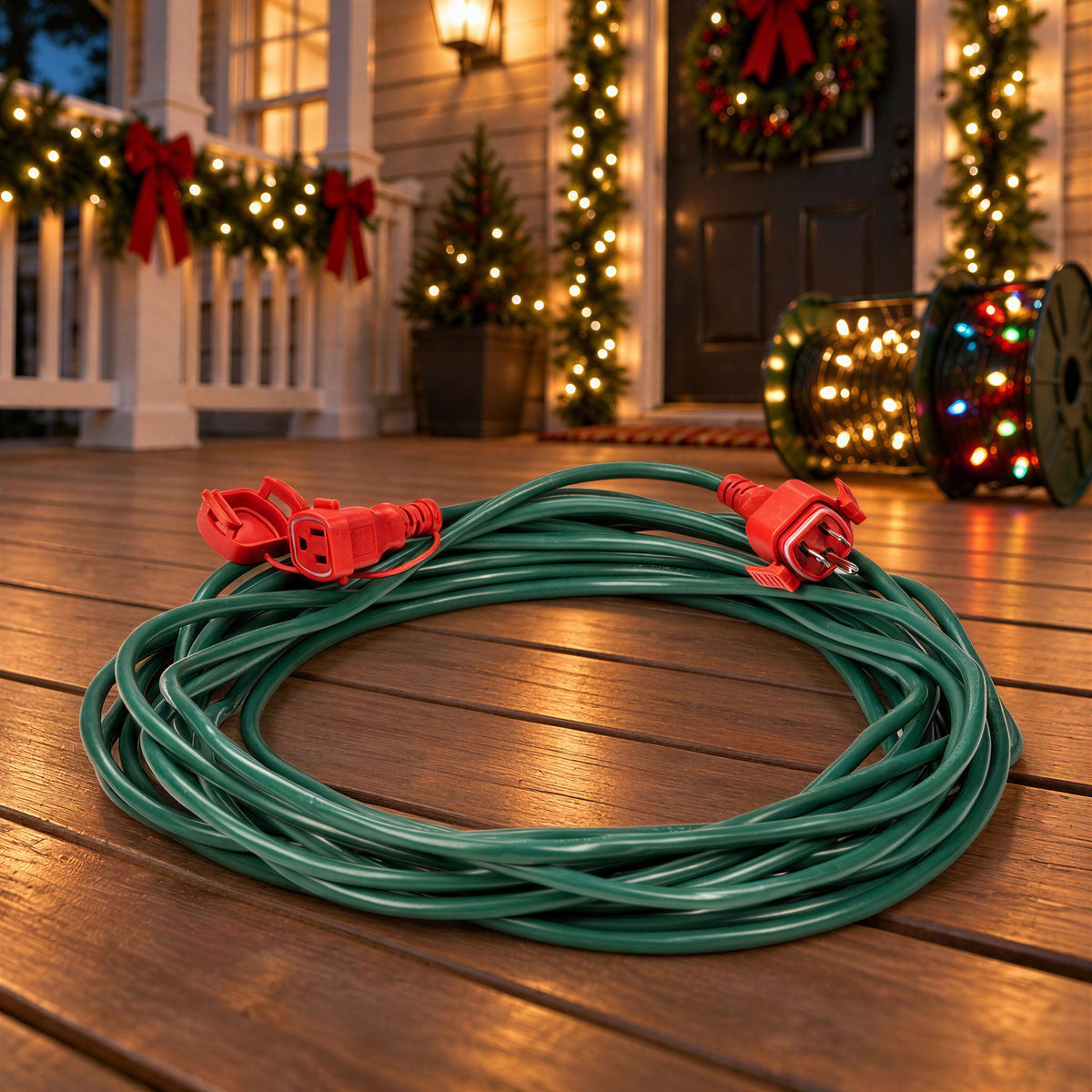 Waterproof Extension Cords - Green w/ Red Plugs