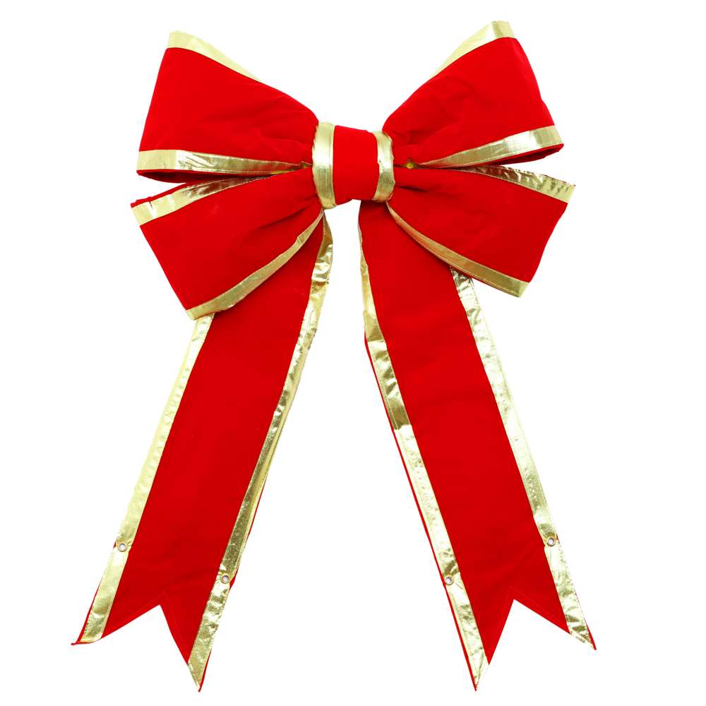 Red Rigid Velvet Bow - Gold Trim