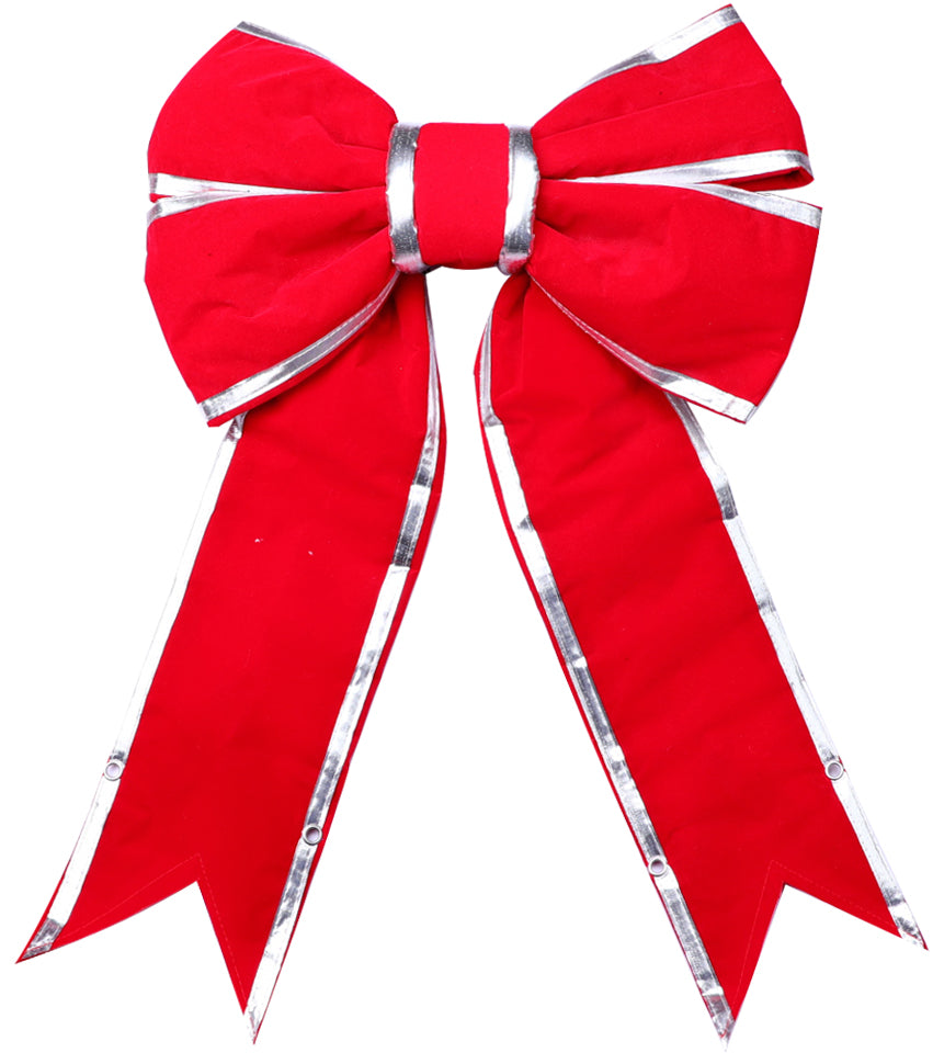 Red Rigid Velvet Bow - Silver Trim