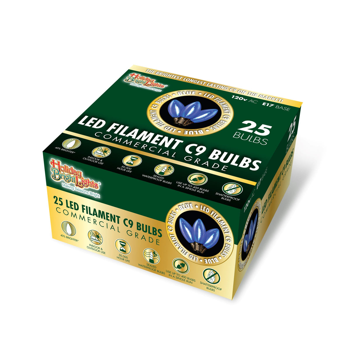 C9 LED Filament Smooth Transparent Bulbs (Retail Box)