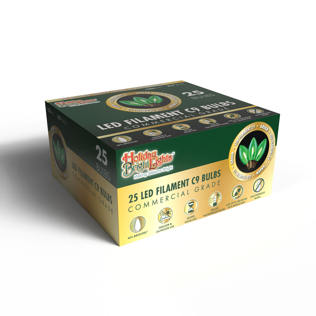 C9 LED Filament Smooth Transparent Bulbs (Retail Box)