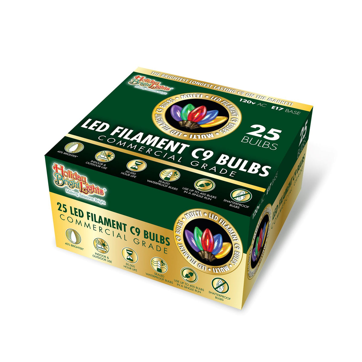C9 LED Filament Smooth Transparent Bulbs (Retail Box)