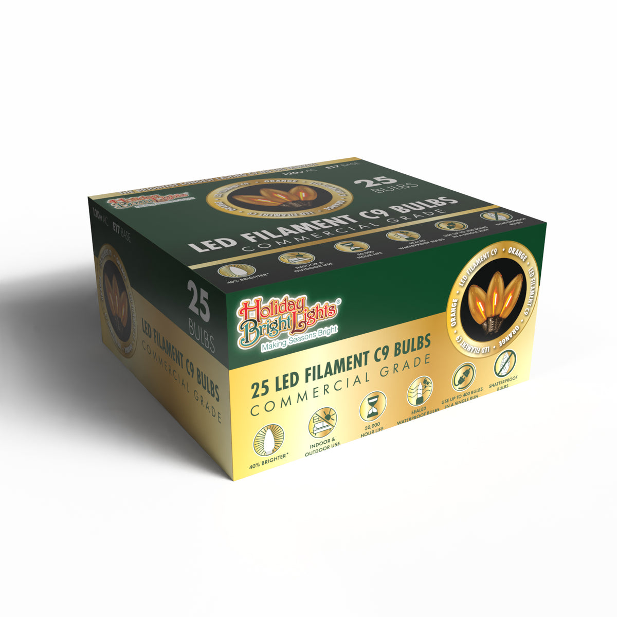 C9 LED Filament Smooth Transparent Bulbs (Retail Box)