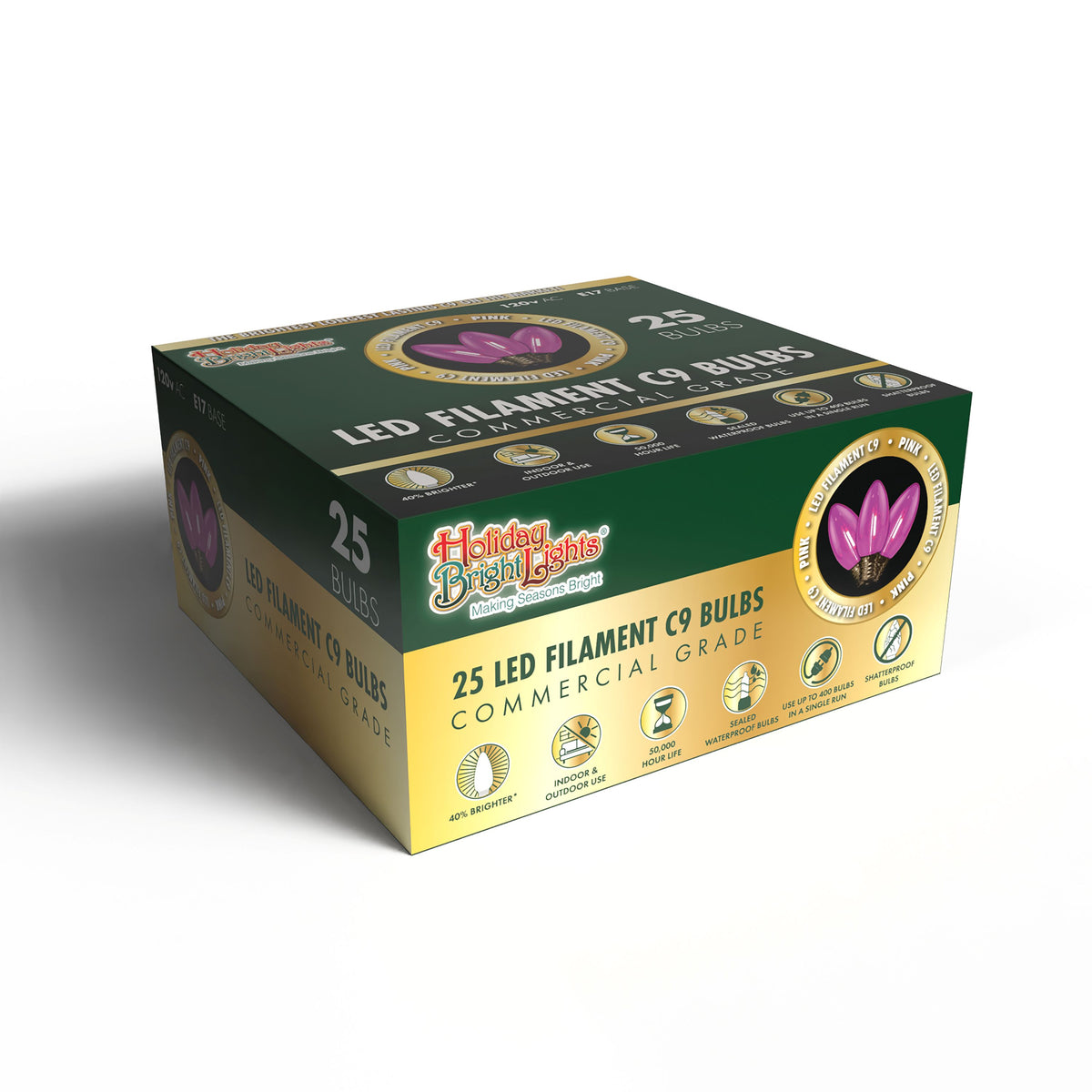 C9 LED Filament Smooth Transparent Bulbs (Retail Box)