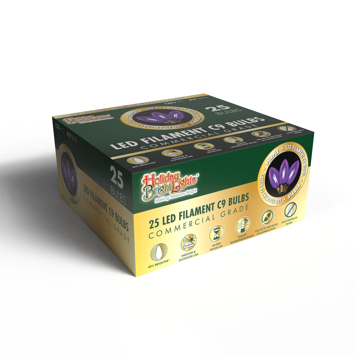 C9 LED Filament Smooth Transparent Bulbs (Retail Box)