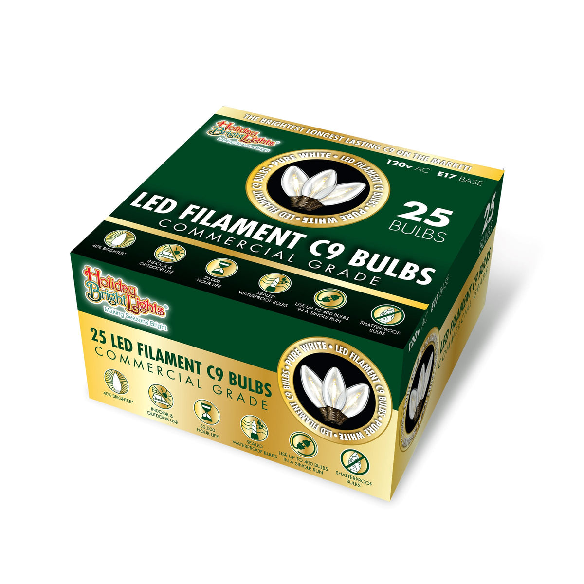 C9 LED Filament Smooth Transparent Bulbs (Retail Box)