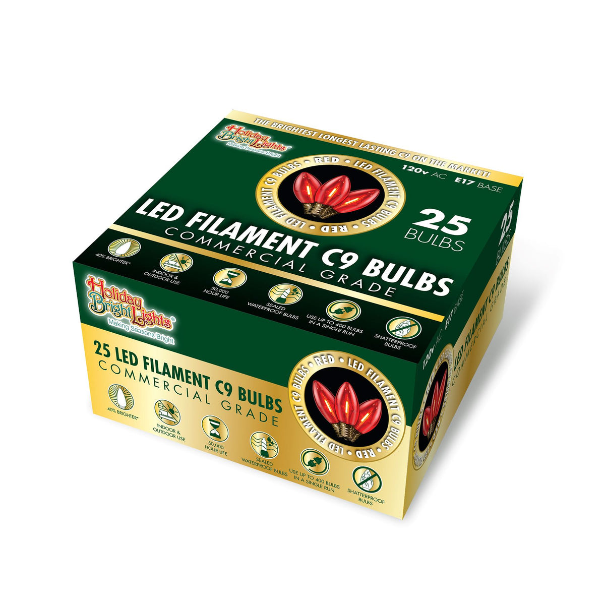C9 LED Filament Smooth Transparent Bulbs (Retail Box)