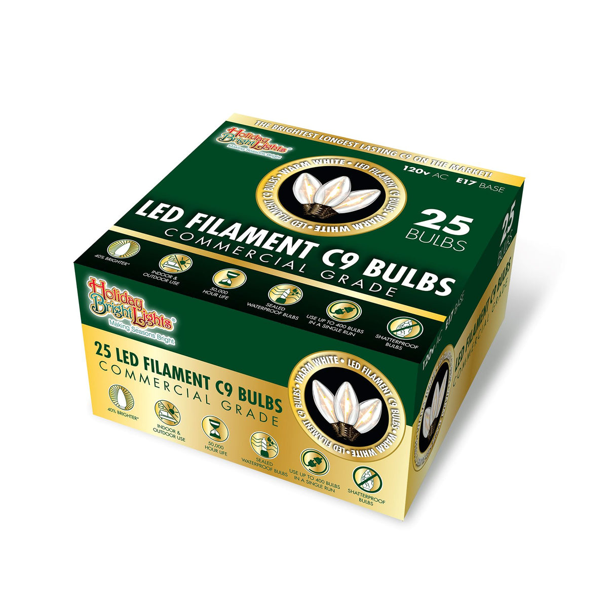 C9 LED Filament Smooth Transparent Bulbs (Retail Box)
