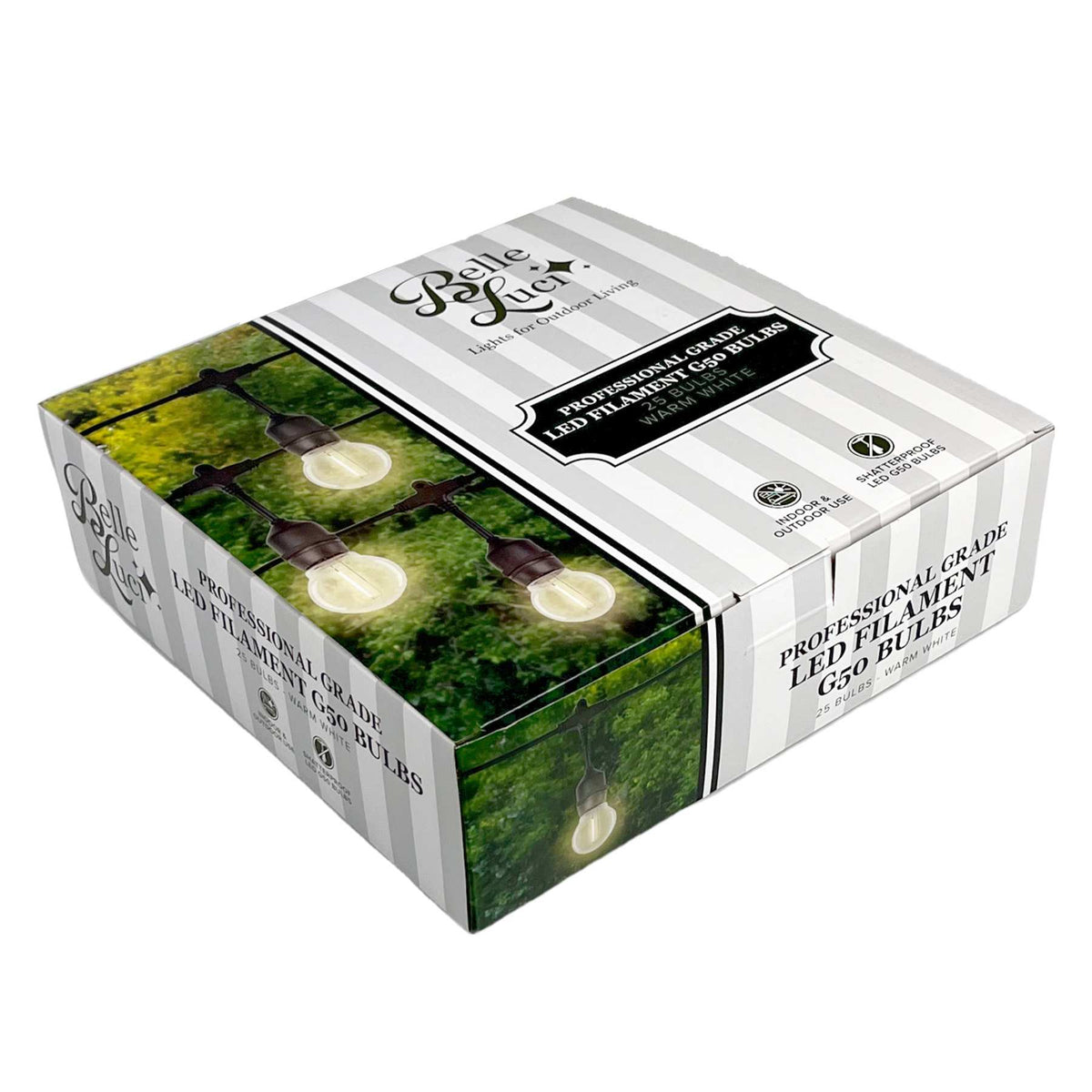 G50 LED Smooth Transparent w/ E26 Base Bulbs (Retail Box)