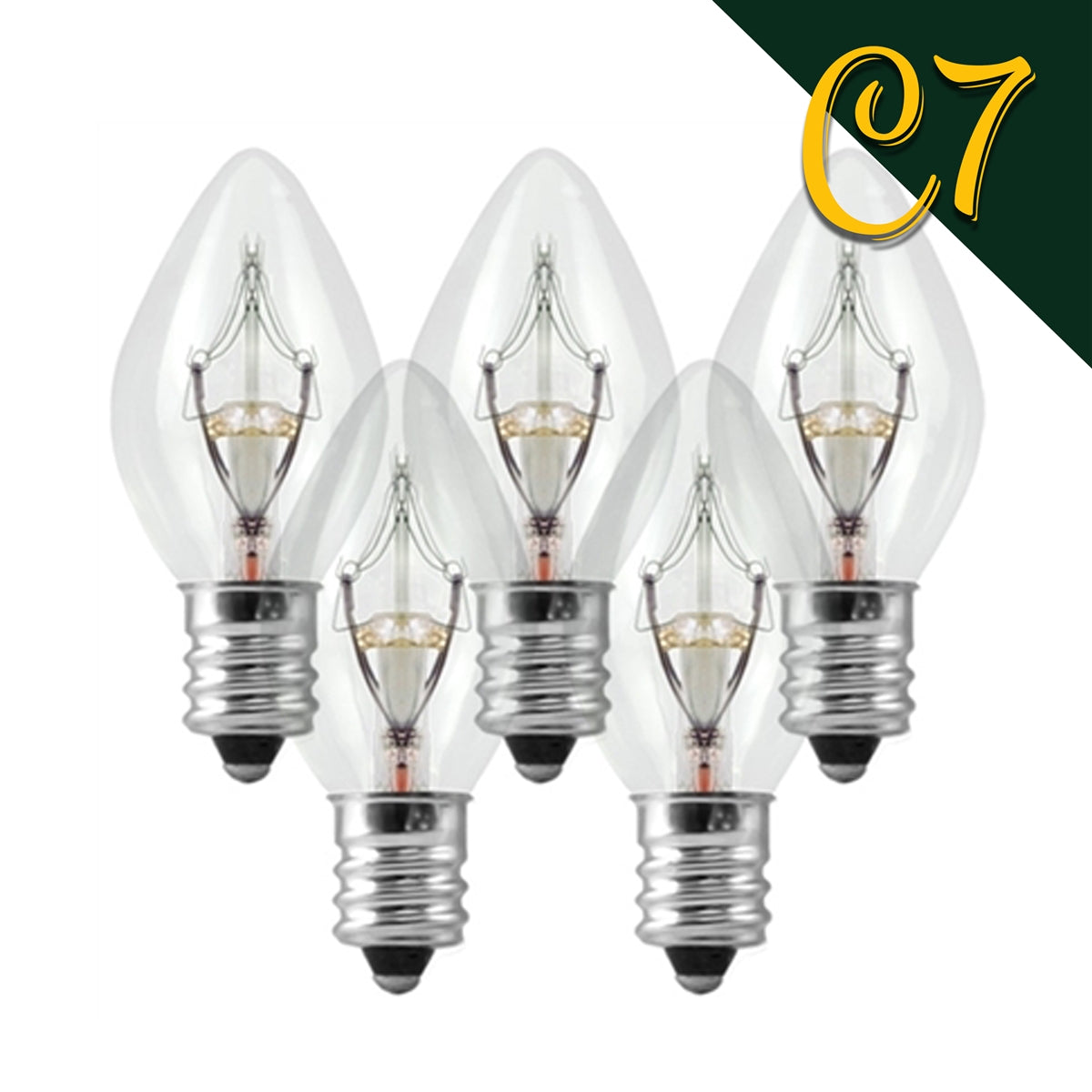 C7 Incandescent Smooth Transparent Bulbs (Retail Box)