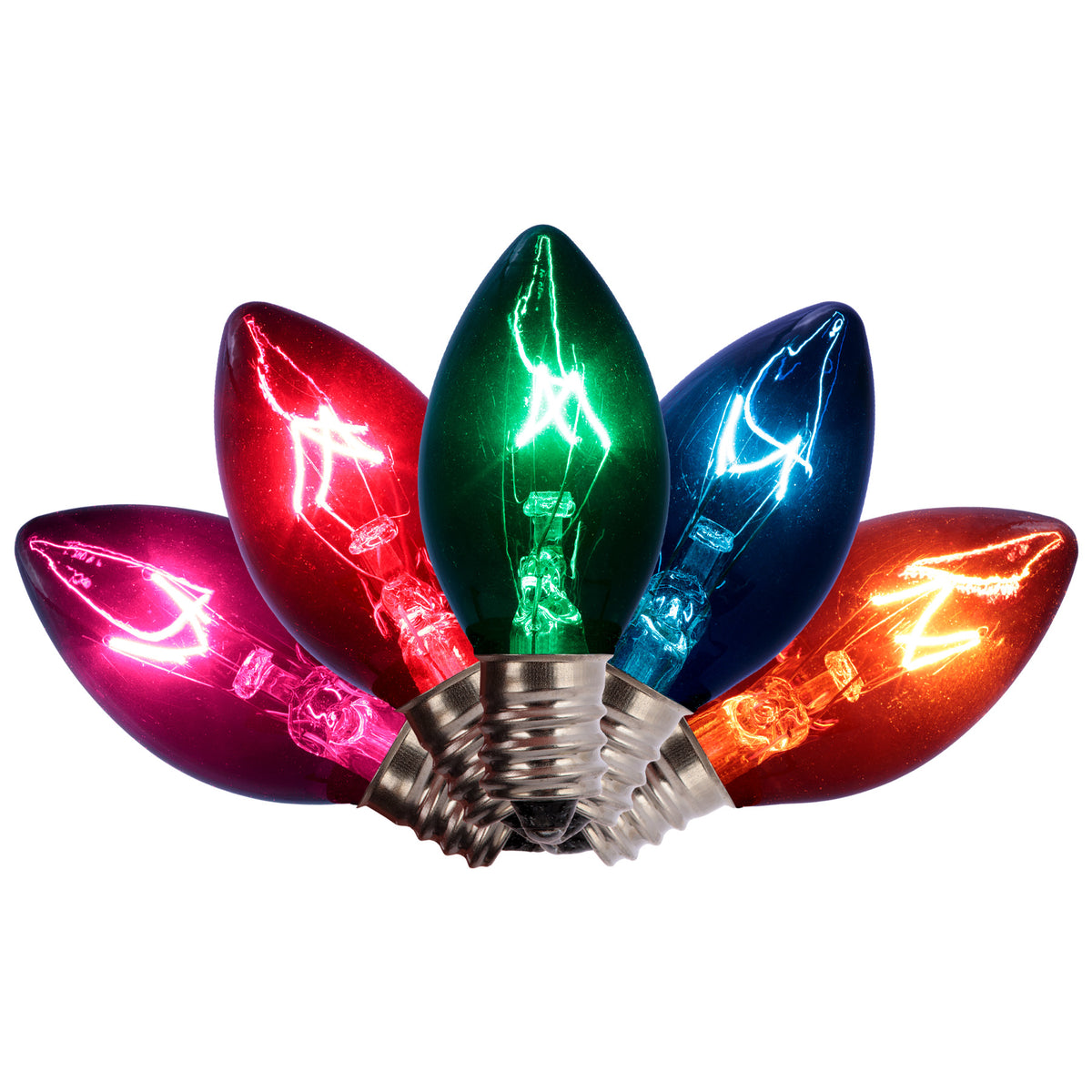 C7 Incandescent Smooth Transparent Triple Spray Bulbs (Retail Box)