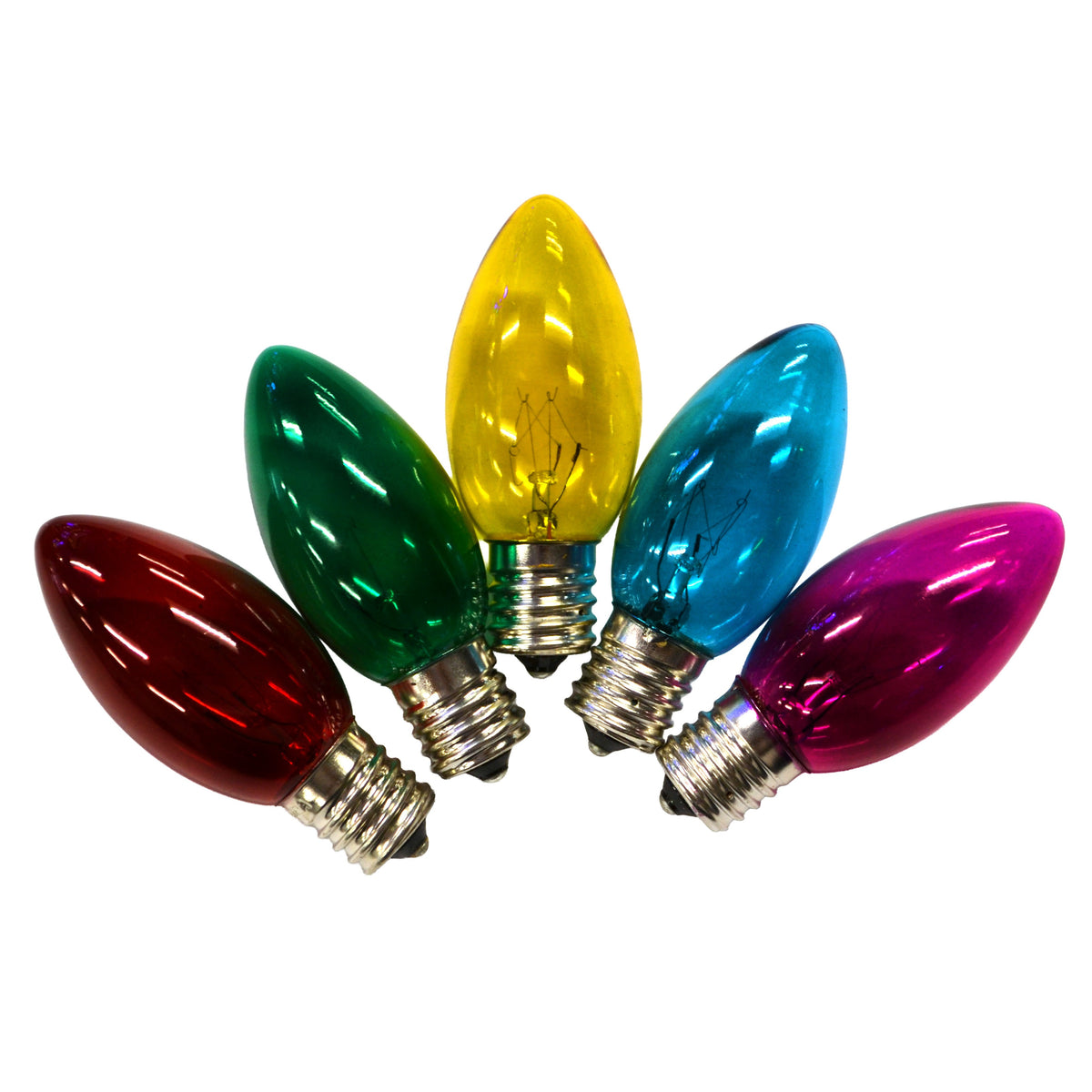 C9 Incandescent Smooth Transparent Triple Spray Bulbs (Retail Box)