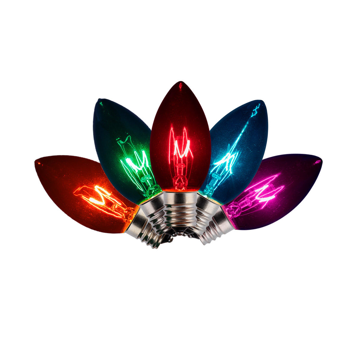 C9 Incandescent Smooth Transparent Triple Spray Bulbs (Retail Box)