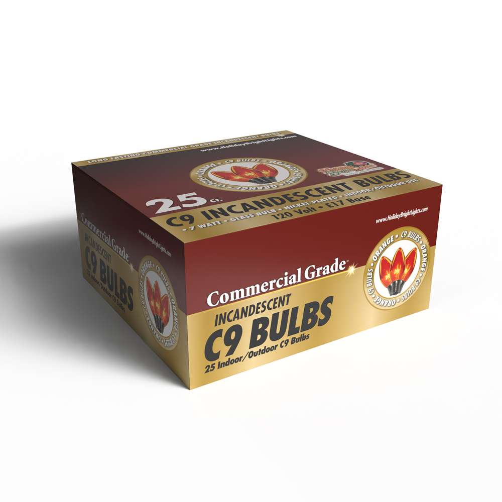C9 Incandescent Smooth Transparent Triple Spray Bulbs (Retail Box)