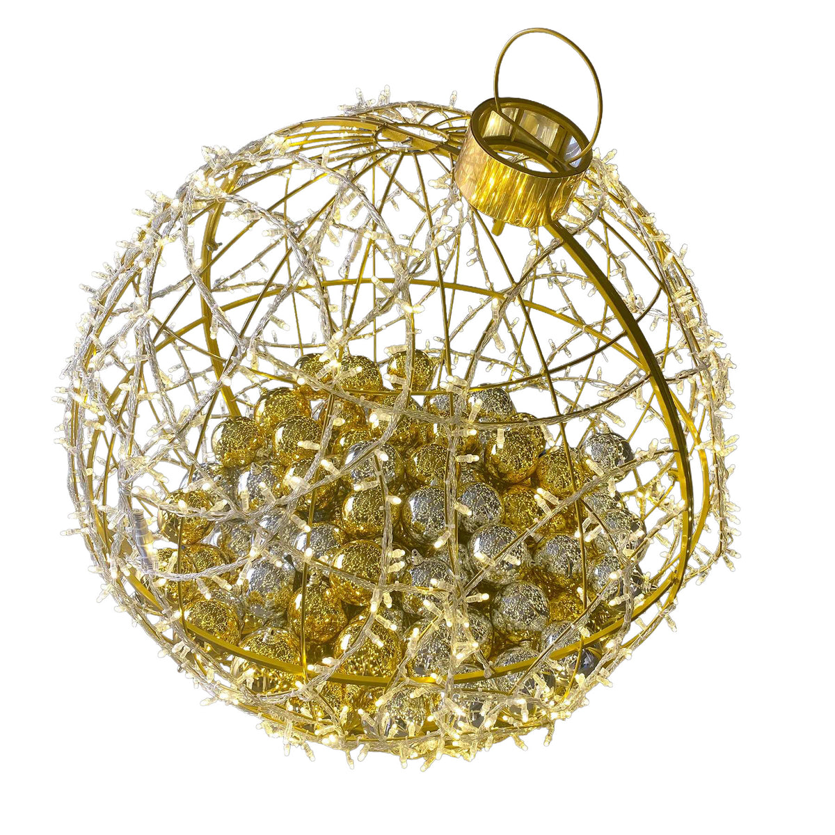 48" Ornament with Gold and Silver Balls Wire Frame Décor
