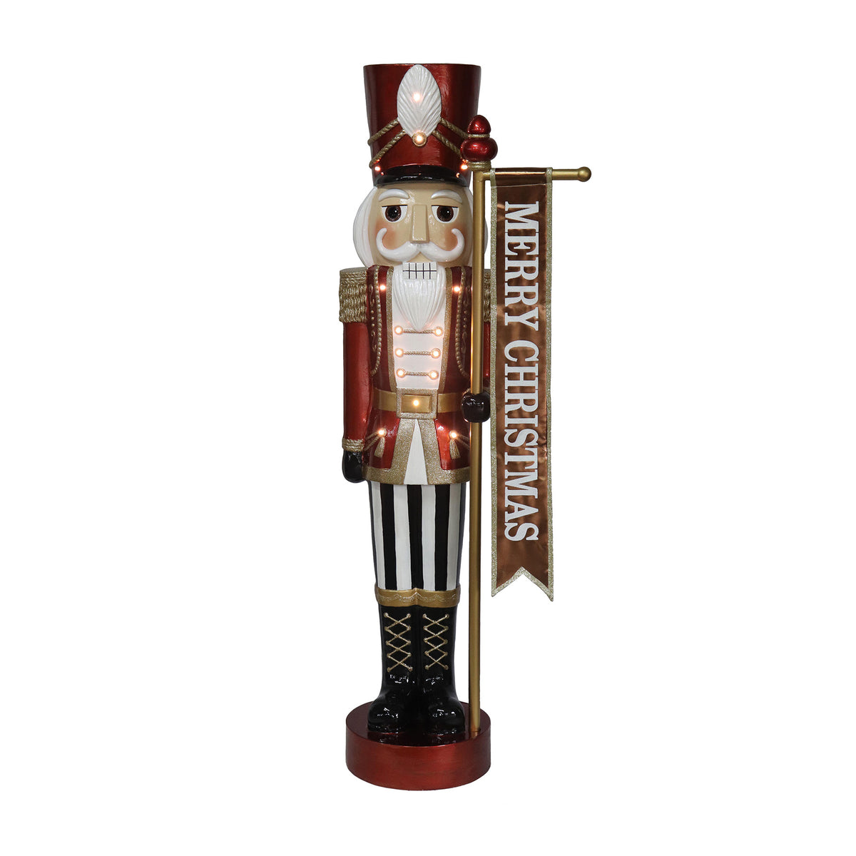 Nutcracker Holding Merry Christmas Banner Resin Statue