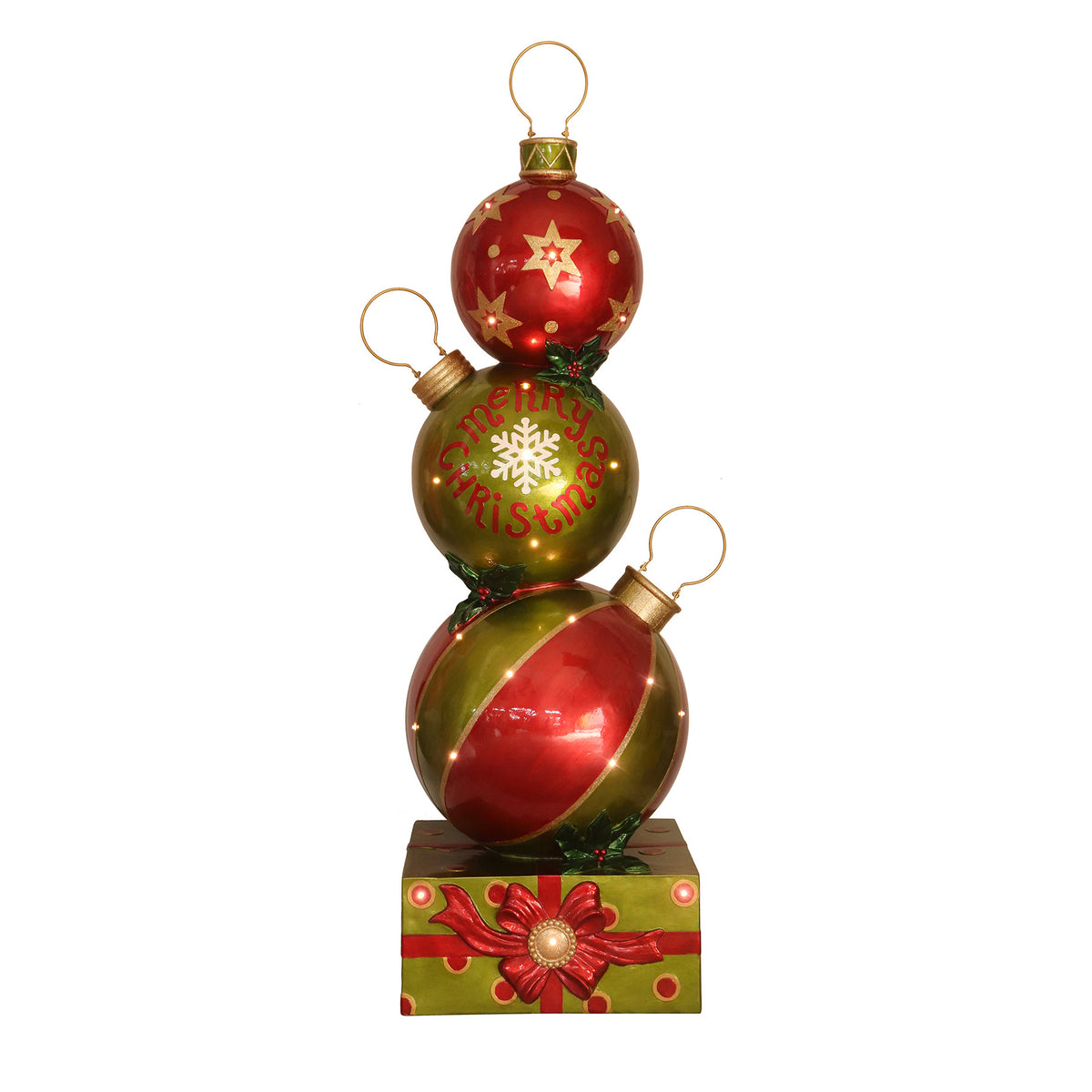 Stacked Ball Ornaments on Present Base Resin Statue