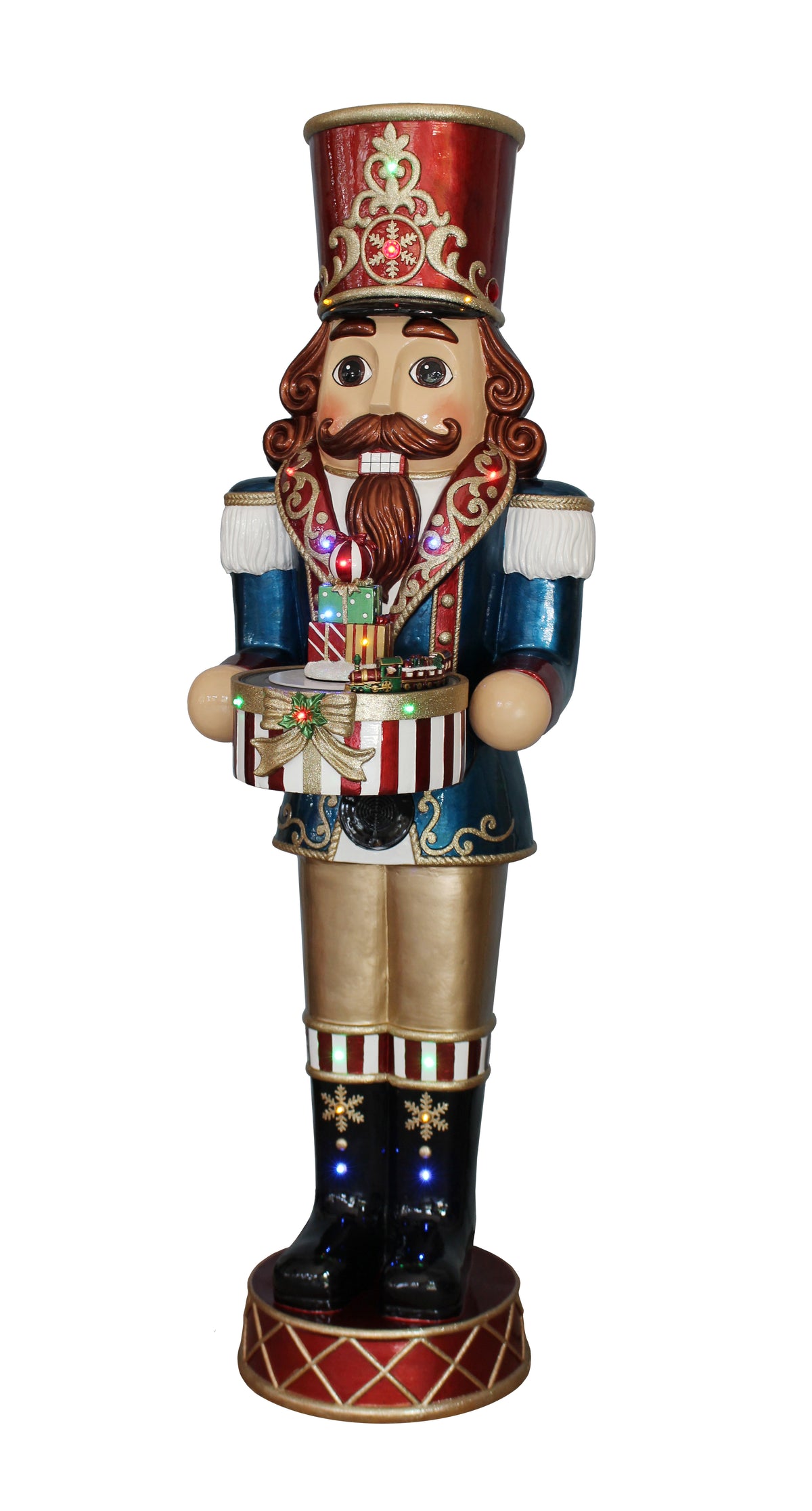 Nutcracker w/ Music and Moving Train Resin Statue