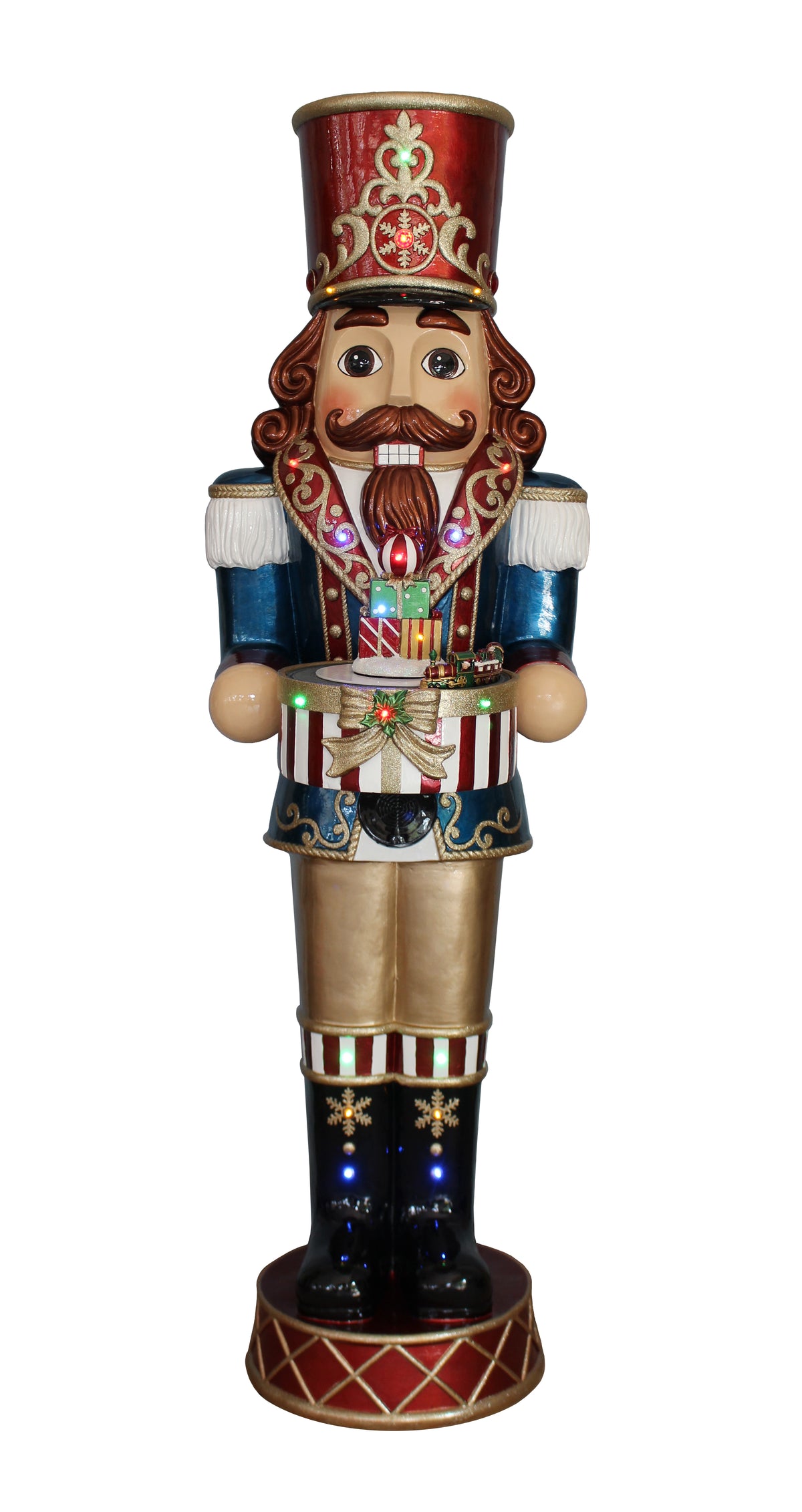Nutcracker w/ Music and Moving Train Resin Statue
