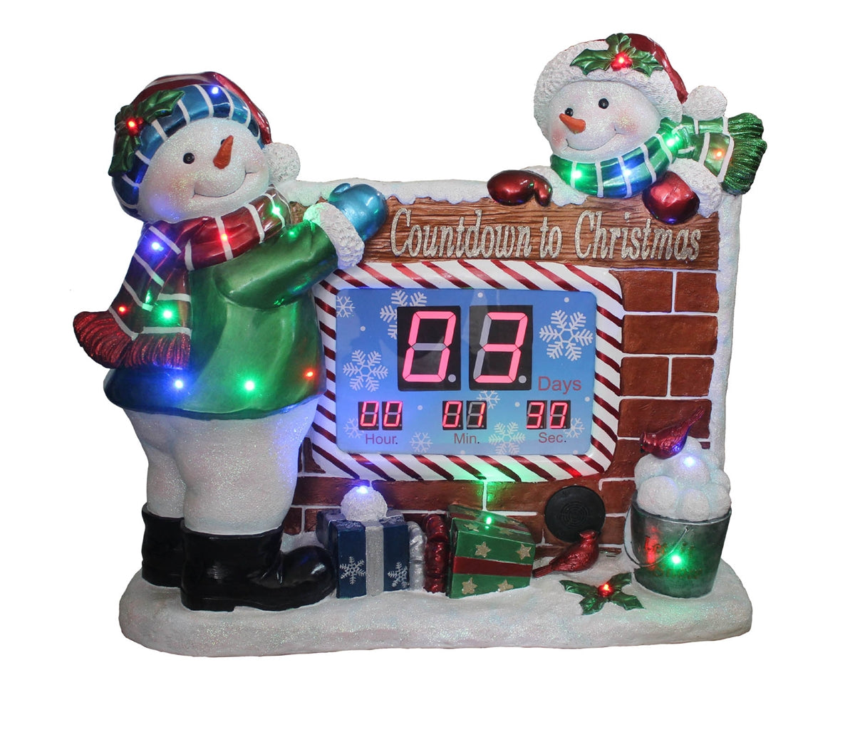Snowman w/ Countdown Clock and Music Resin Statue