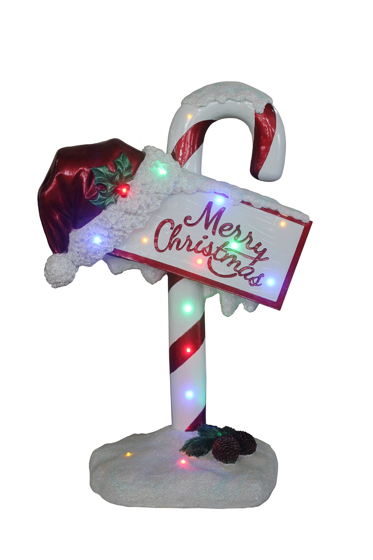 Merry Christmas Candy Cane Sign Resin Statue