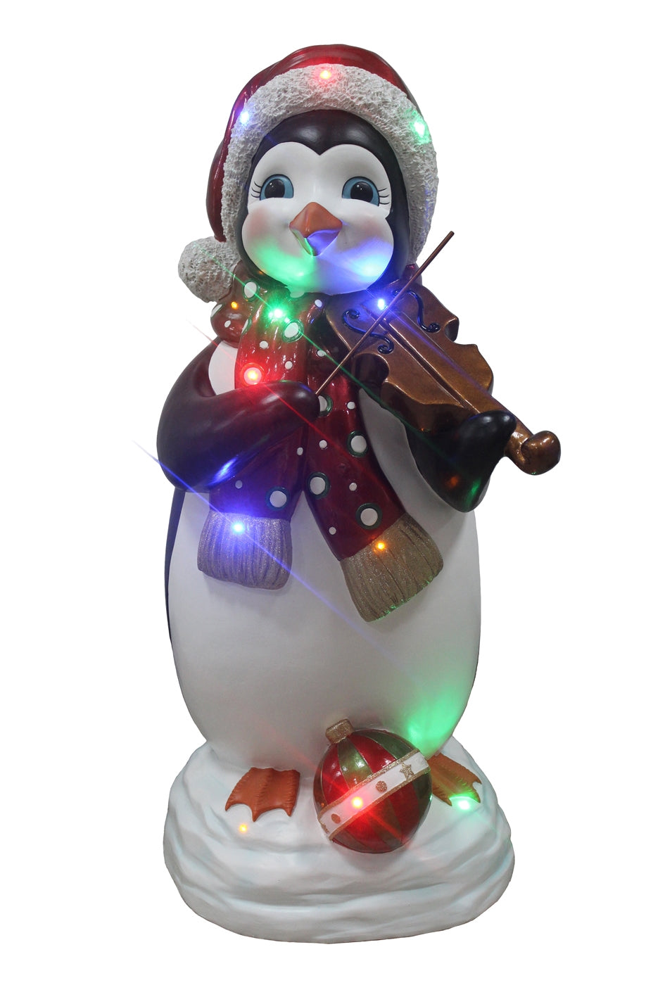 Penguin Playing Violin Resin Statue