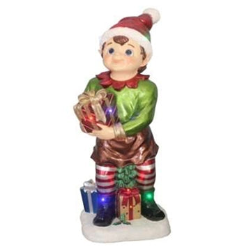 Pixie Elf Holding Gift in Hand Resin Statue