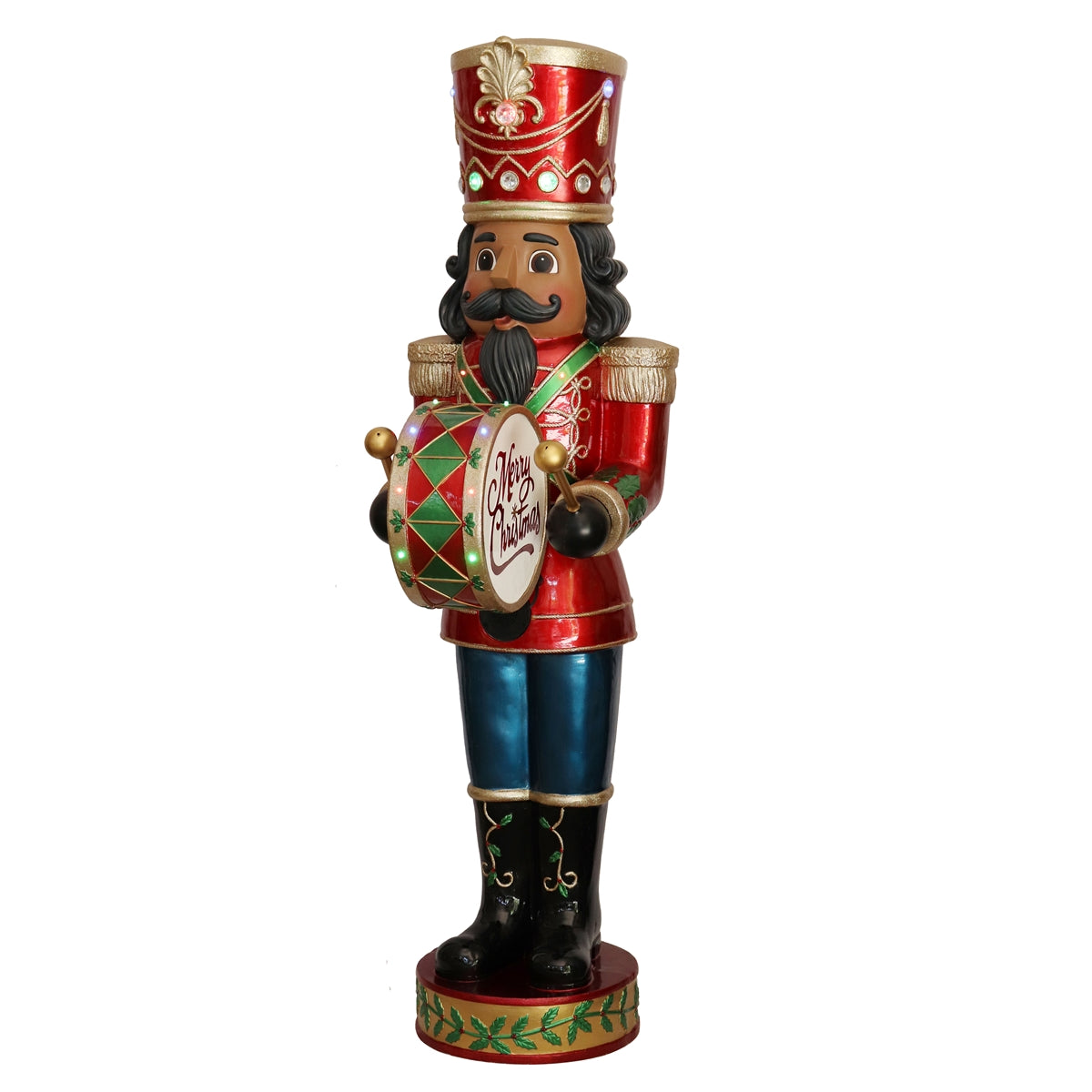 African American Nutcracker Playing Drum Resin Statue