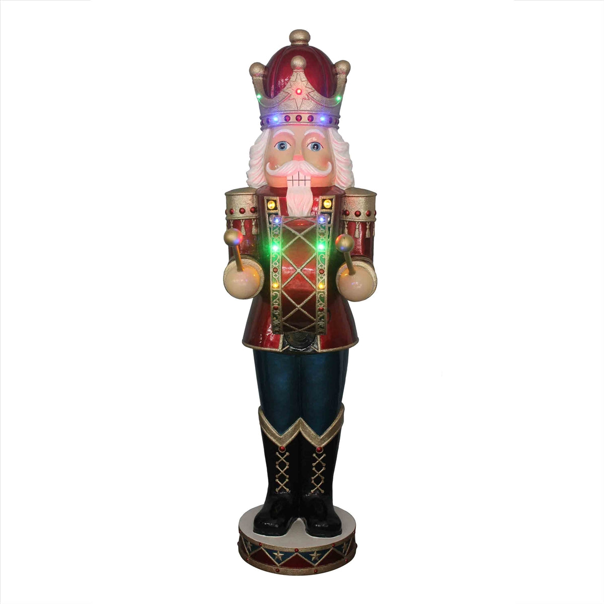 Nutcracker w/ Blue Pants Playing Drum Resin Statue