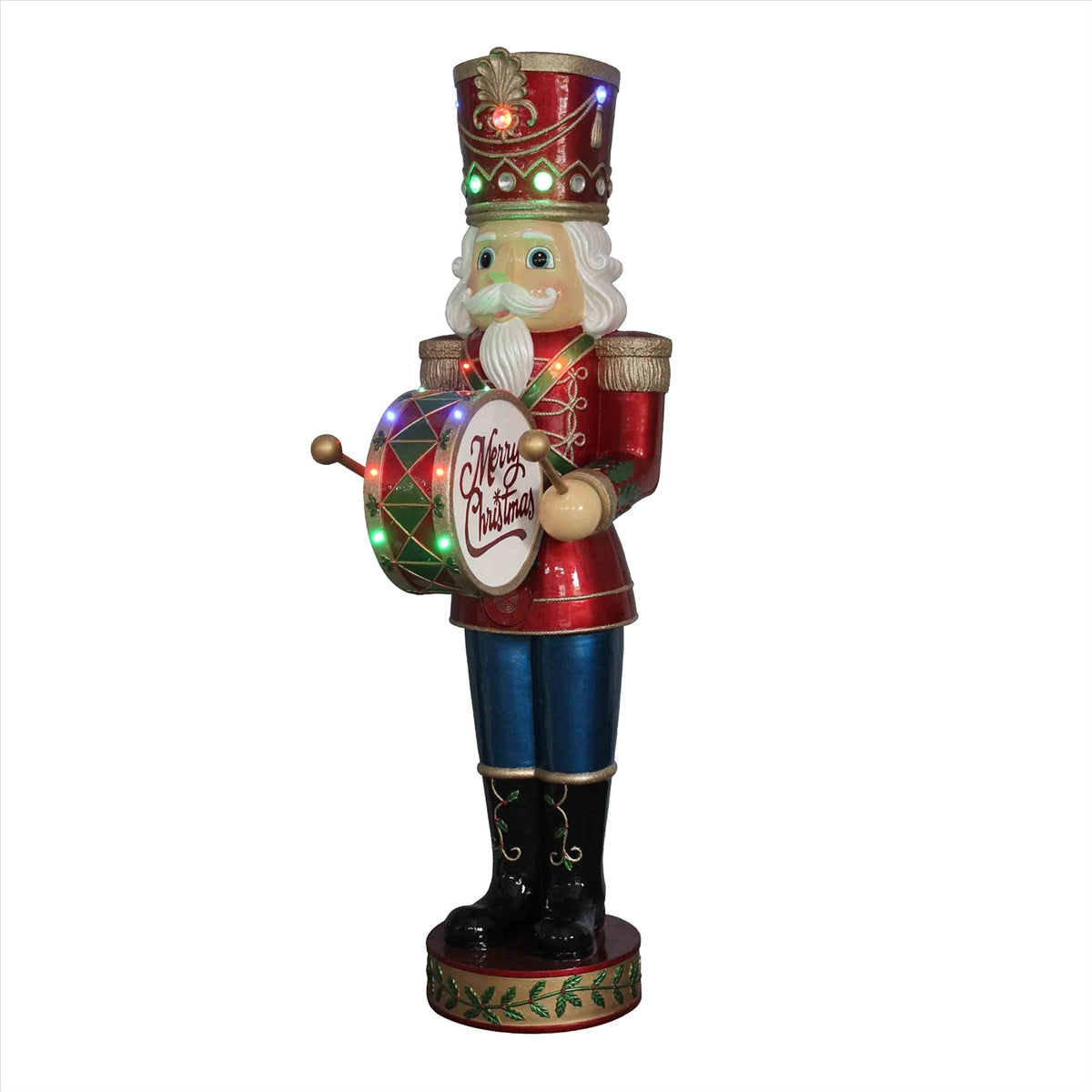 Nutcracker Playing Drum w/ Moving Hands Resin Statue