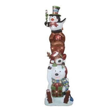 Stacked Polar Bear, Reindeer, and Penguin Statue