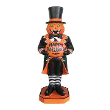 Pumpkin Ghost w/ Fiber Optic Lights Resin Statue