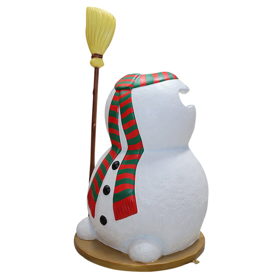 Snowman w/ Broom Resin Statue