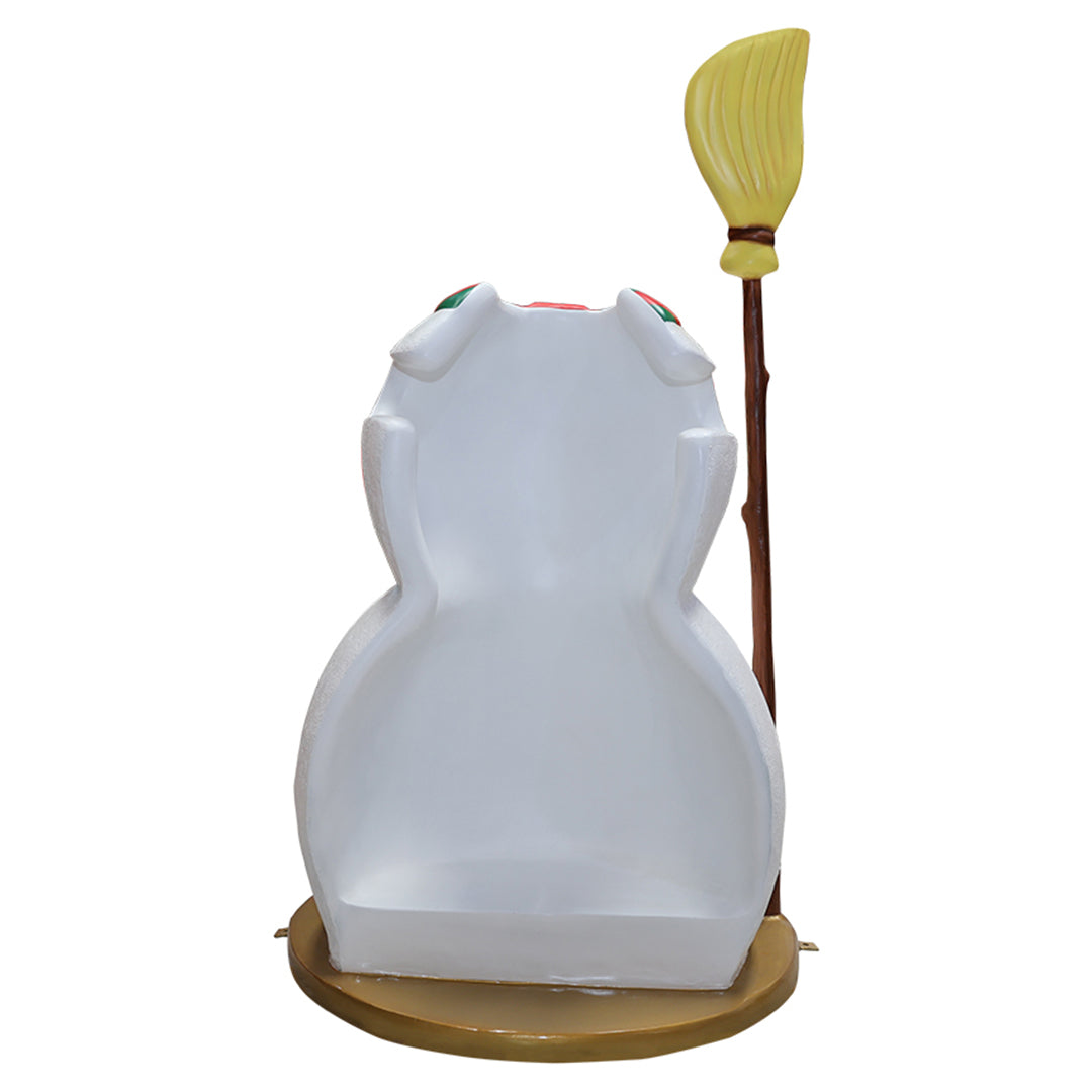 Snowman w/ Broom Resin Statue