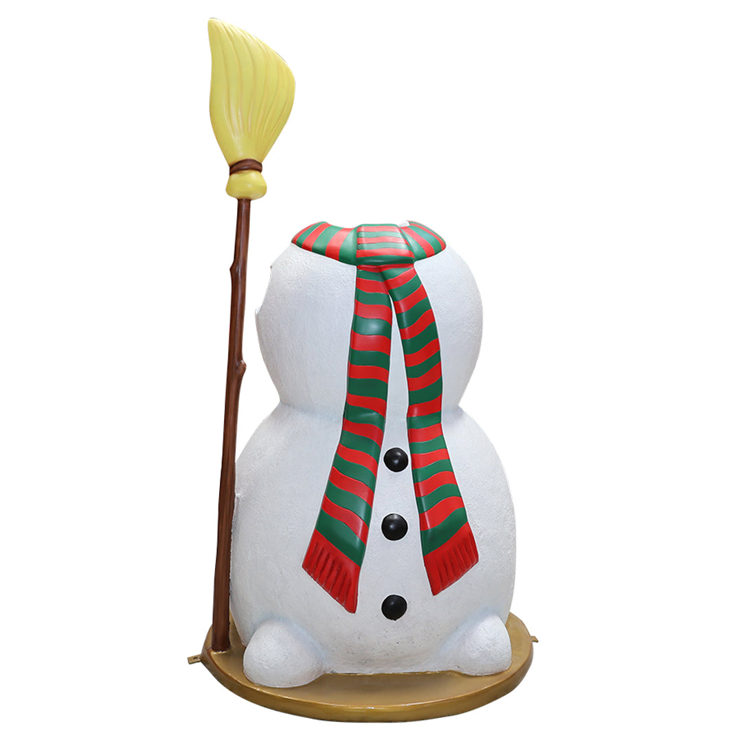 Snowman w/ Broom Resin Statue