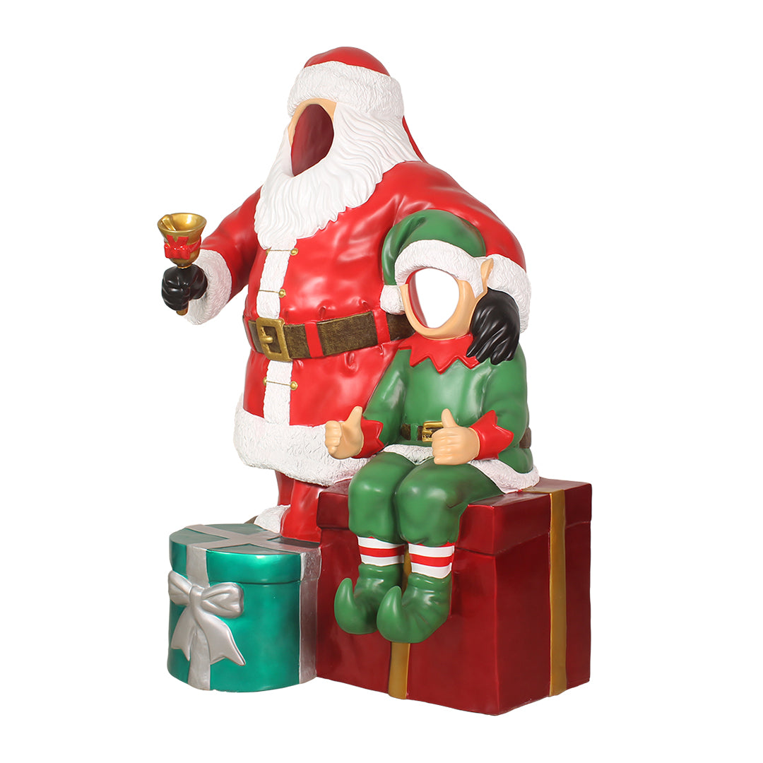 Santa w/ Elf Photo Prop Resin Statue