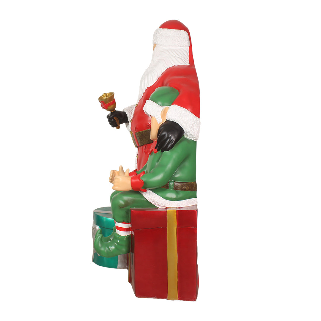 Santa w/ Elf Photo Prop Resin Statue