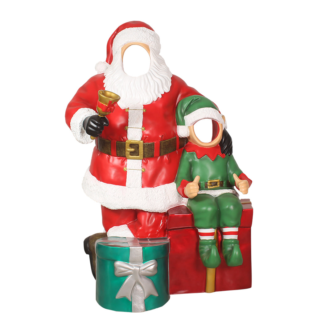 Santa w/ Elf Photo Prop Resin Statue