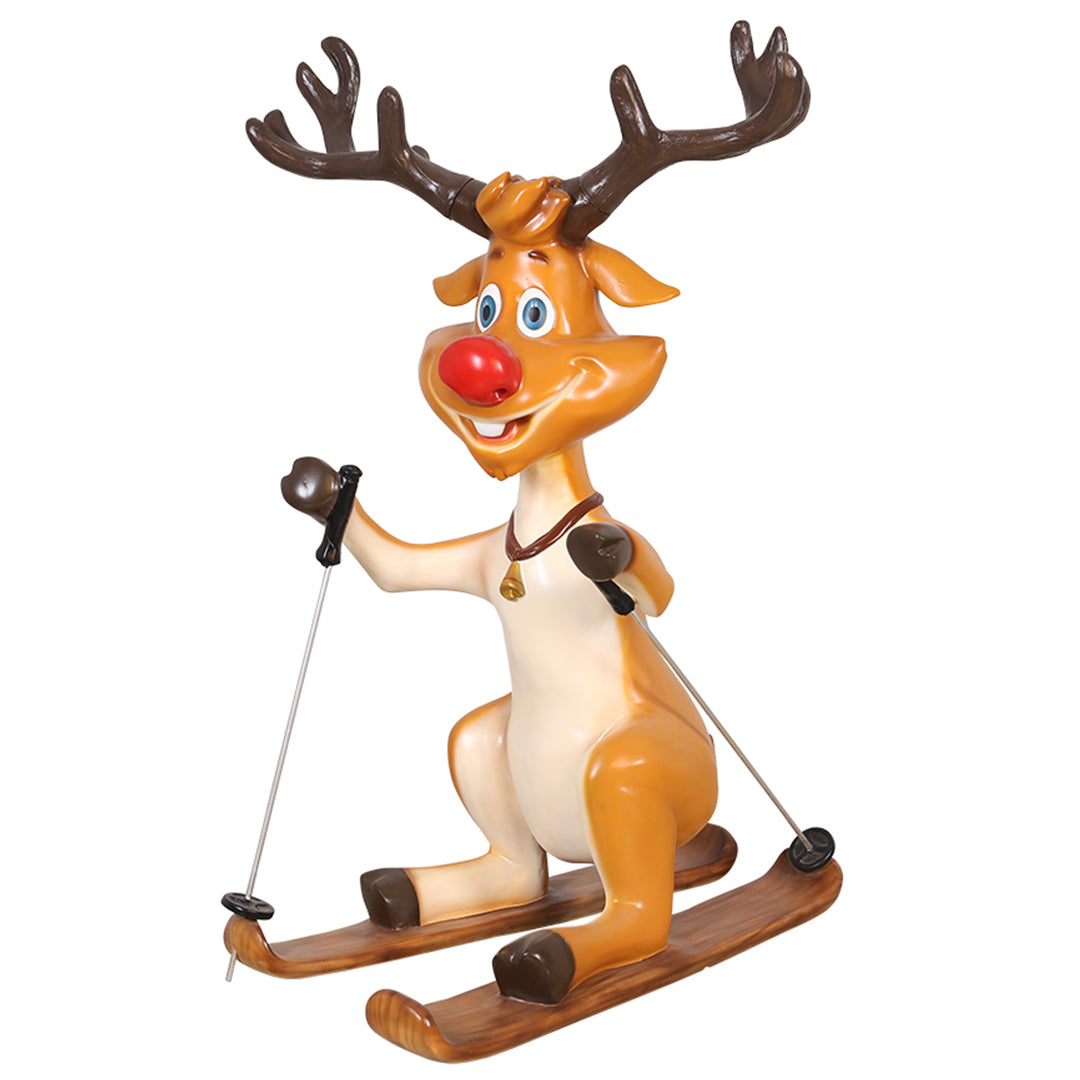 Skiing Reindeer Resin Statue