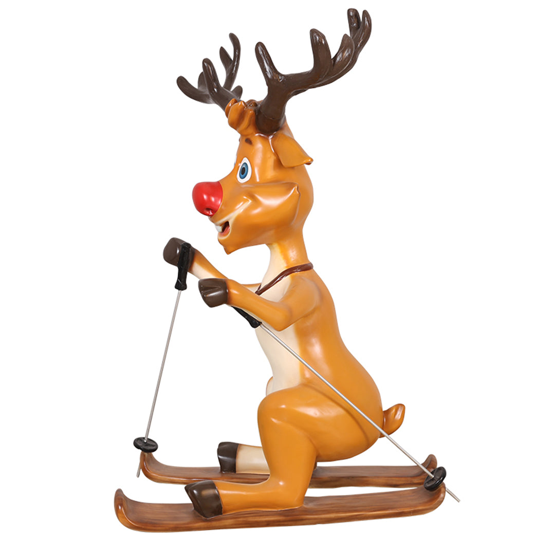 Skiing Reindeer Resin Statue