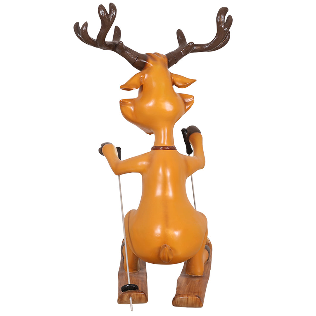 Skiing Reindeer Resin Statue