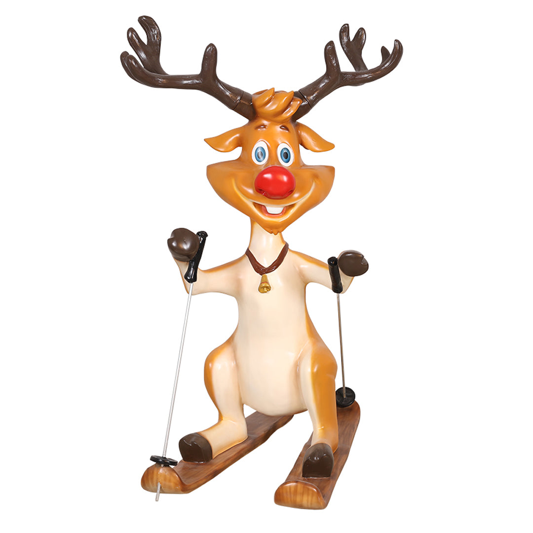 Skiing Reindeer Resin Statue