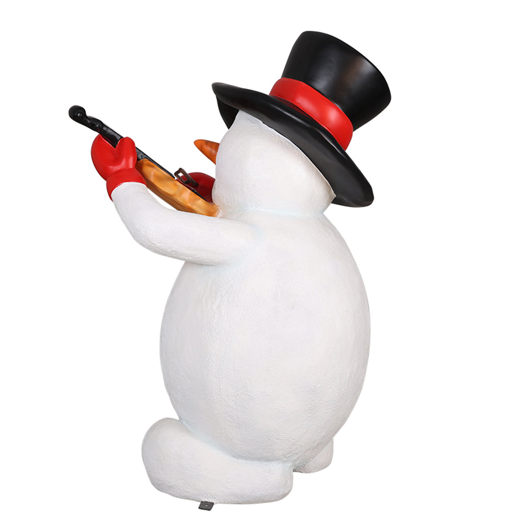 Snowman w/ Violin Resin Statue
