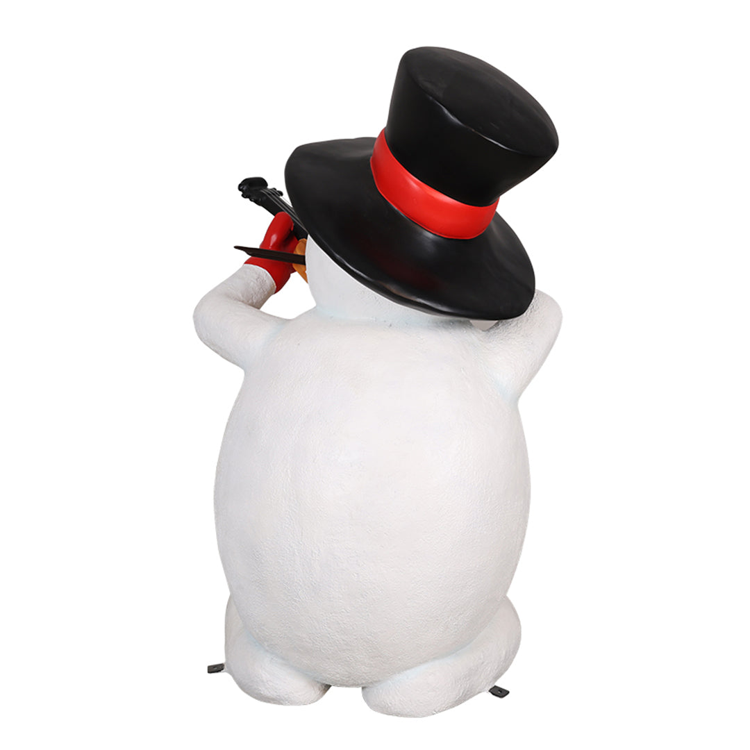 Snowman w/ Violin Resin Statue