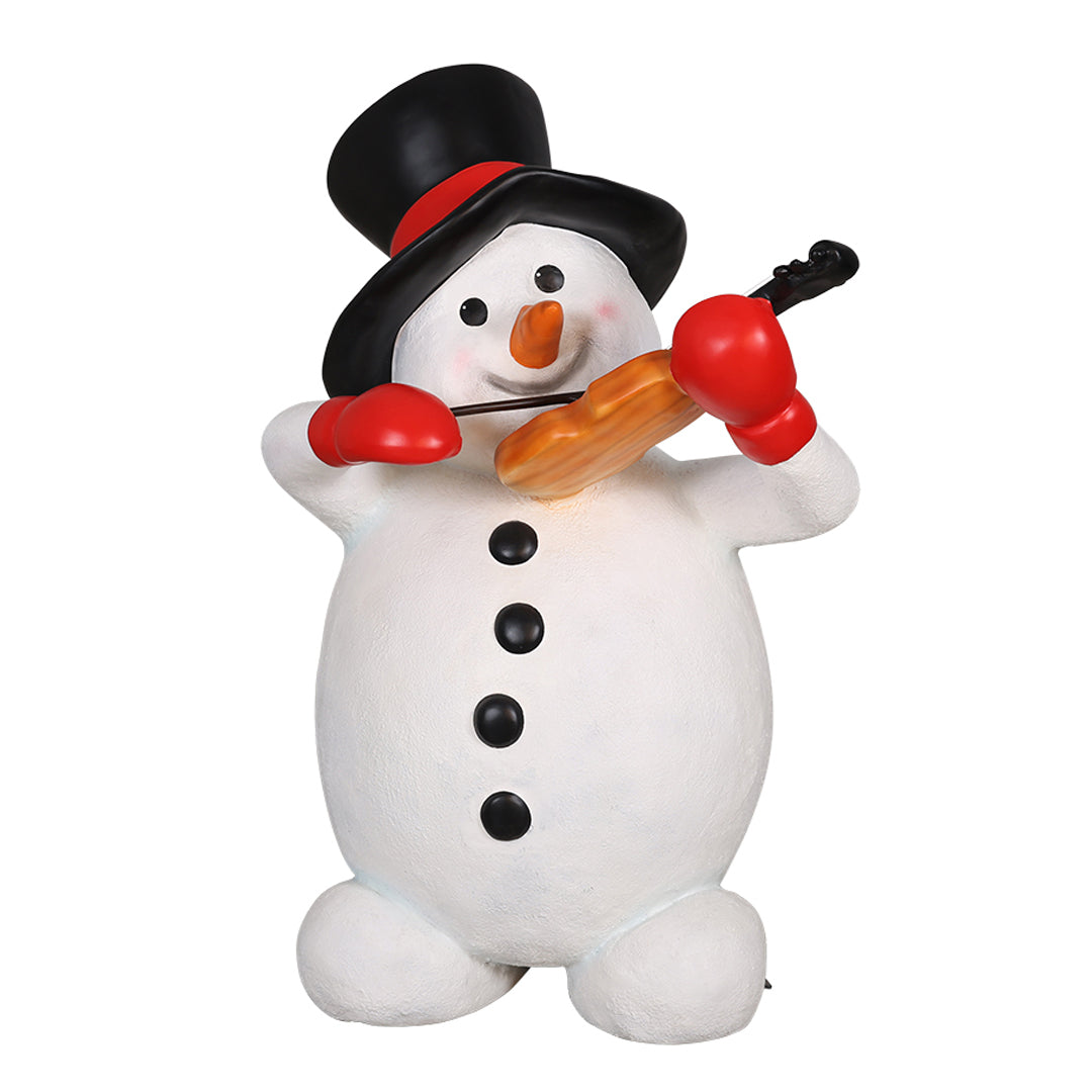 Snowman w/ Violin Resin Statue