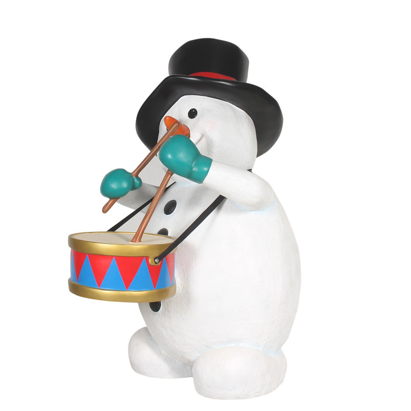 Snowman w/ Drum Resin Statue