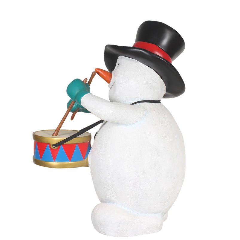 Snowman w/ Drum Resin Statue