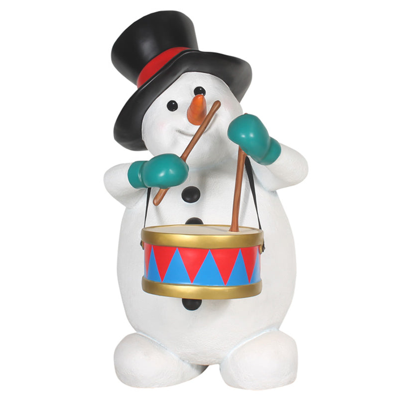 Snowman w/ Drum Resin Statue